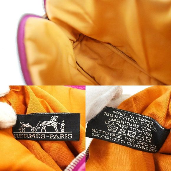 Hermes Fuchsia Pink Bolide Mini Pouch Cosmetic Cotton Canvas - Picture 10 of 13